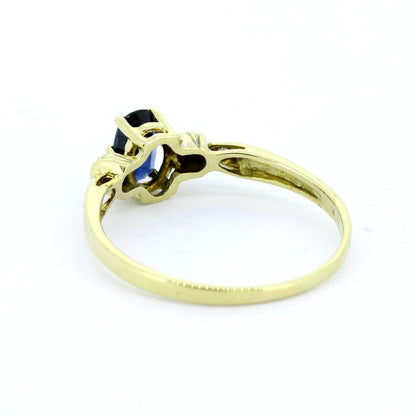 585 Gold Ring Gelbgold Saphir ca. 0,20 ct + Diamanten Gr. 57 elegant- Wert 540,-