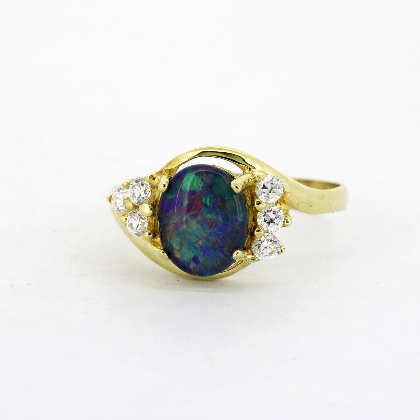Ring 333 Gelbgold mit Opal-Triplette & Zirkonia - Wert 350,-