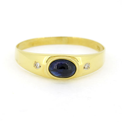 Ring 750 Gold 18 Karat Gelbgold Saphir, Diamanten Gr. 62 - Wert 620,-