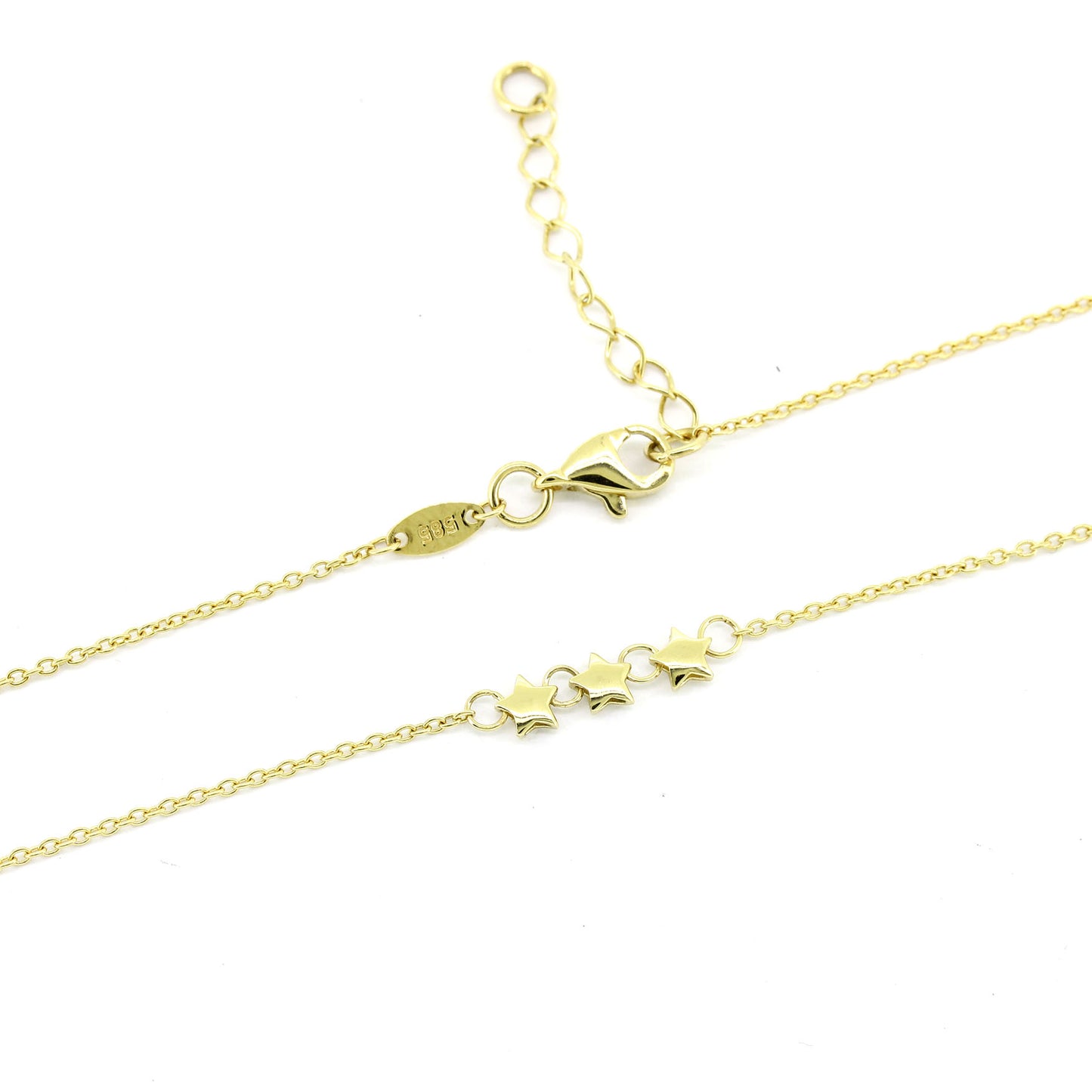 Sternen Kette 585 Gold 14 kt Gelbgold - 45 - 48 cm lang