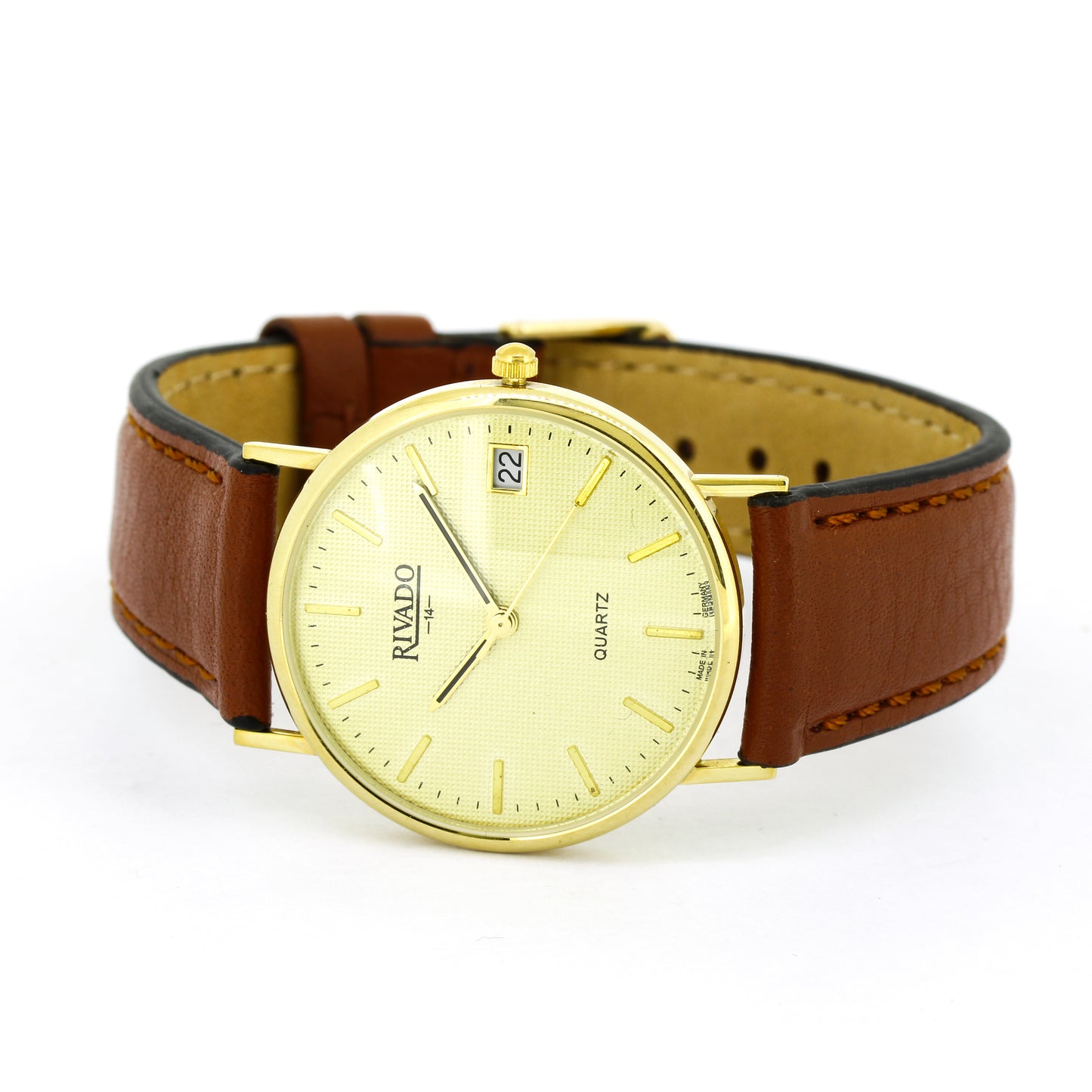 Rivado Herren Armbanduhr 14kt Gold ca. 1985 Quarz Vintage