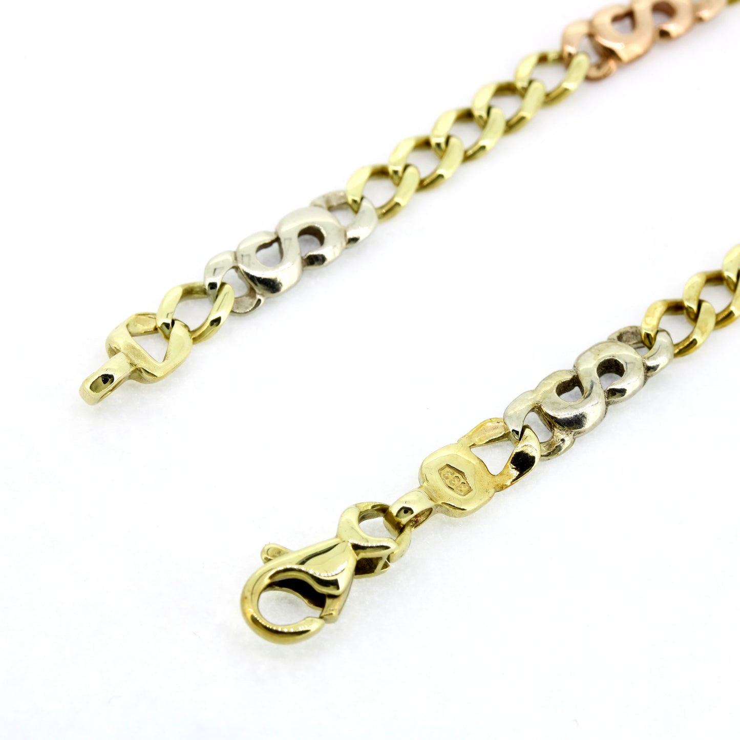 Armband 333 Gold 8 Karat Tricolor 20 cm lang
