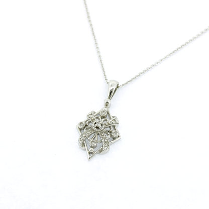 Collier 585 Gold 14 Karat Weißgold Diamanten 0,08 ct 45 cm