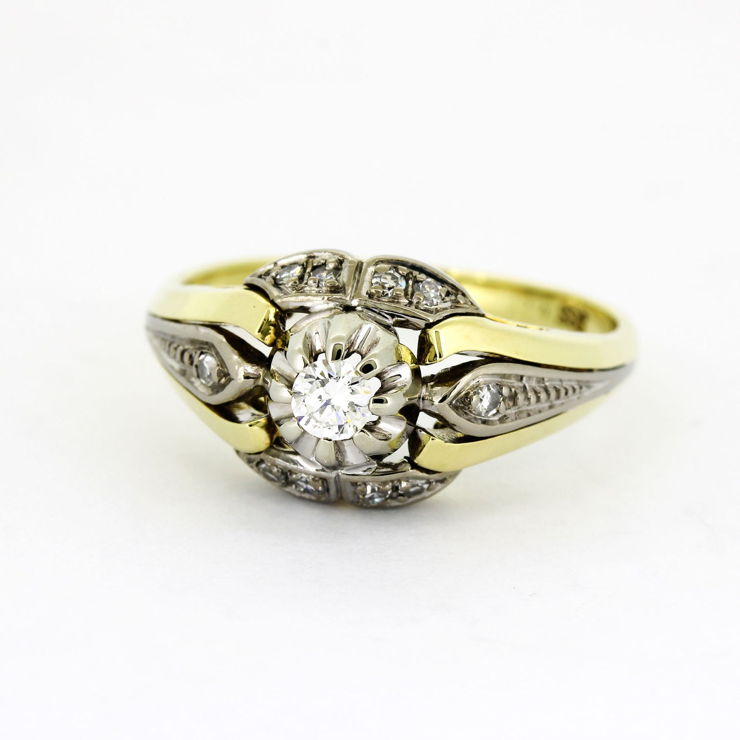 Ring 585 Gelb- & Weißgold – Brillant ca. 0,12 ct TW/VS + 0,05 ct - G58