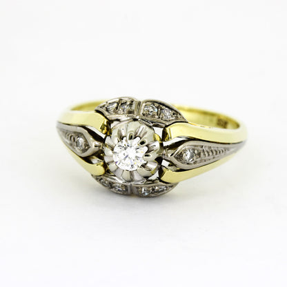 Ring 585 Gelb- & Weißgold – Brillant ca. 0,12 ct TW/VS + 0,05 ct - G58