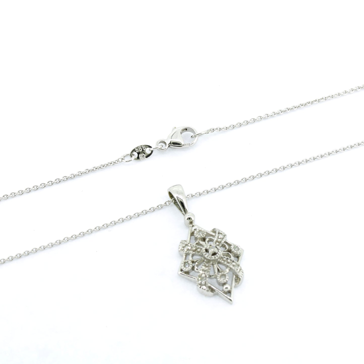 Collier 585 Gold 14 Karat Weißgold Diamanten 0,08 ct 45 cm