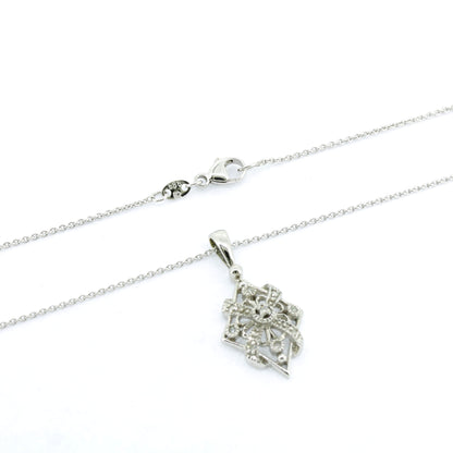 Collier 585 Gold 14 Karat Weißgold Diamanten 0,08 ct 45 cm