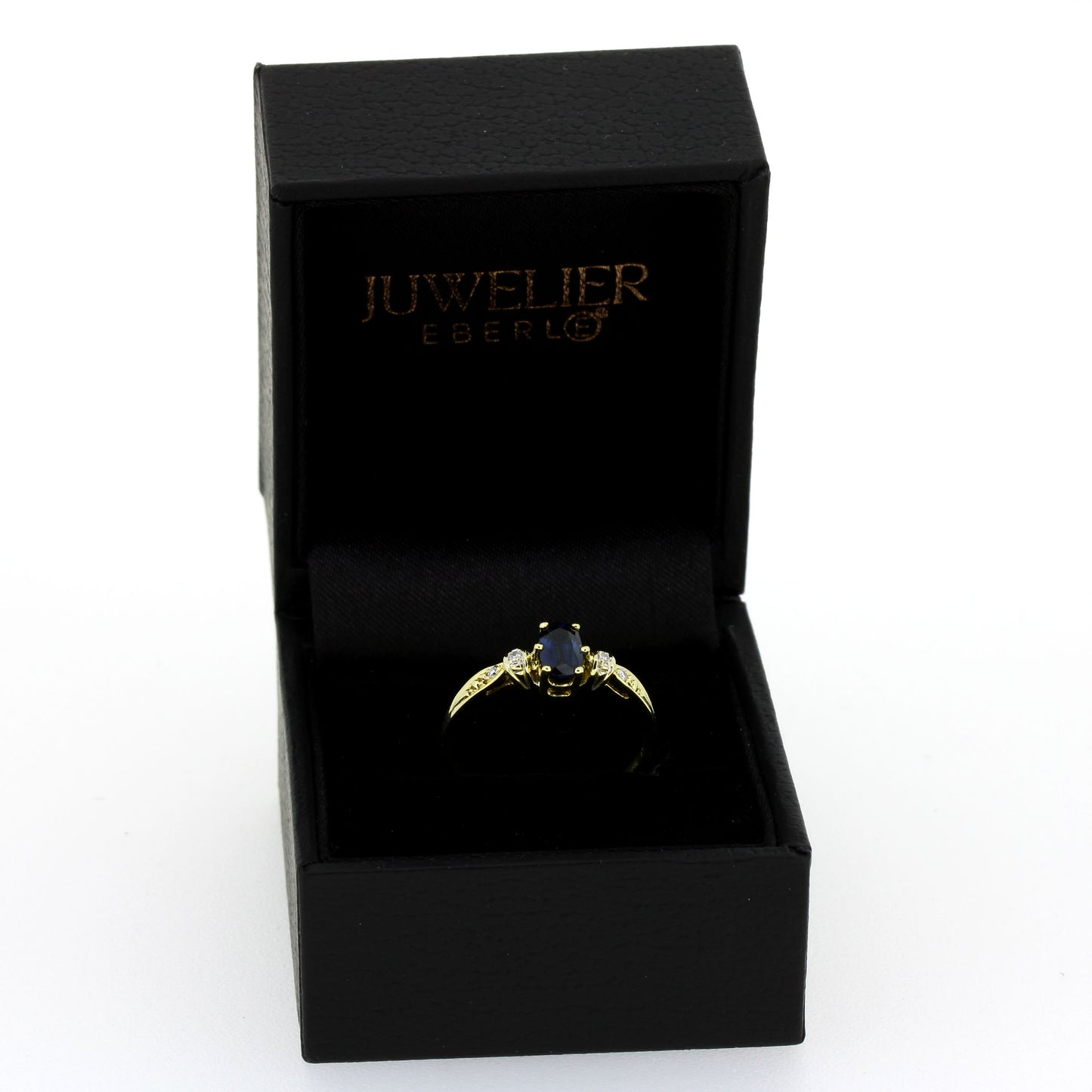 585 Gold Ring Gelbgold Saphir ca. 0,20 ct + Diamanten Gr. 57 elegant- Wert 540,-