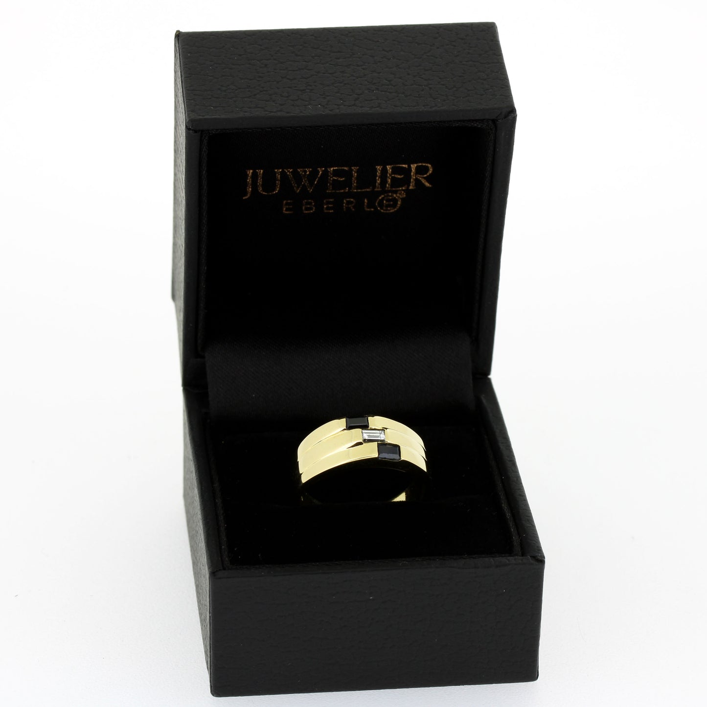 Ring 750 Gelbgold 18 Kt mit Diamant Baguette Schliff & Saphiren - Wert 1380,-