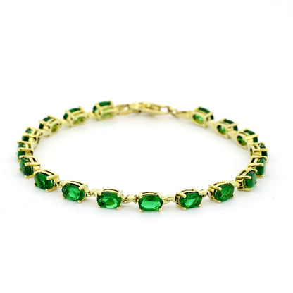 Armband 585 Gold 14 kt - 19,5 cm lang - Grüne Zirkonia - Wert 1500,-