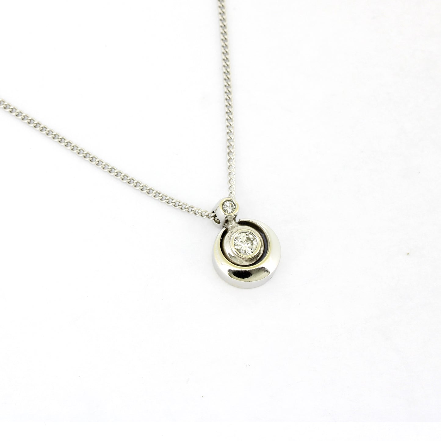 Kette Brillant Anhänger 585 Gold 14 kt Weißgold - 38 cm lang - Wert 780,-