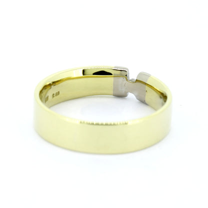 585 Gold Ring Gold Bicolor Brillant 0,03 ct W/SI Gr. 54 massiv- Wert 1100,-
