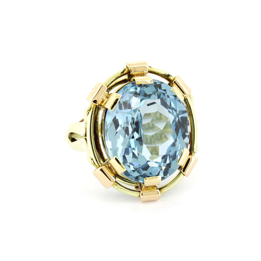 Ring 585 Gold 14 Kt Gelbgold und Rotgold - Blautopas - Wert 1700,-