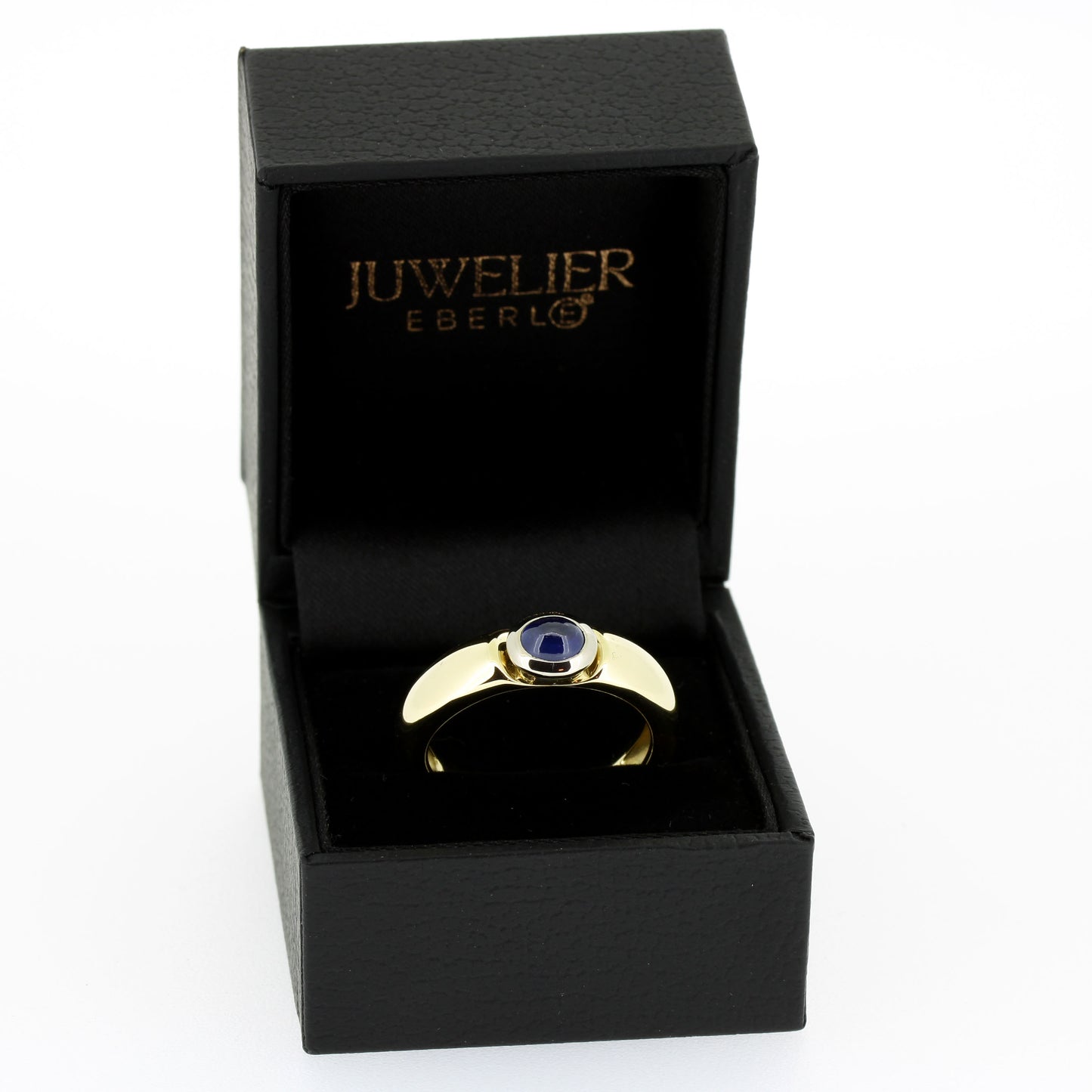 Ring 585 Gold 14 Kt bicolor massiv - Saphir Cabochon - Wert 2700,-