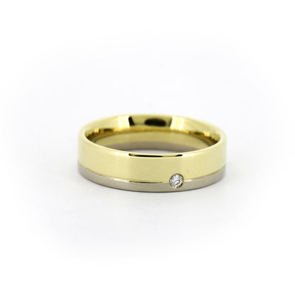 Ring 585 Gold 14 kt bicolor - Brillant 0,03 ct W/SI