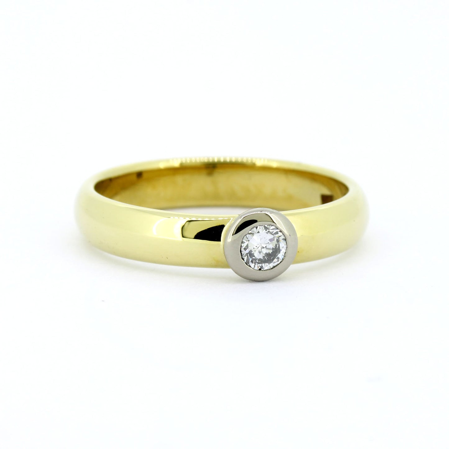 Ring 585 Gold 14 Kt bicolor - Brillant 0,10 ct WSI - Wert 960,-