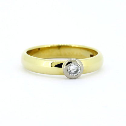 Ring 585 Gold 14 Kt bicolor - Brillant 0,10 ct WSI - Wert 960,-