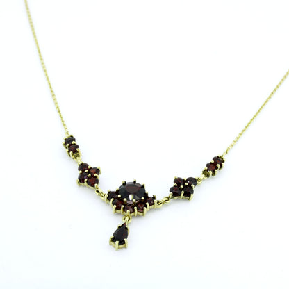 333 Gold Collier Granat Kette 45 cm Gelbgold 5,72 g klassisch - Wert 650,-