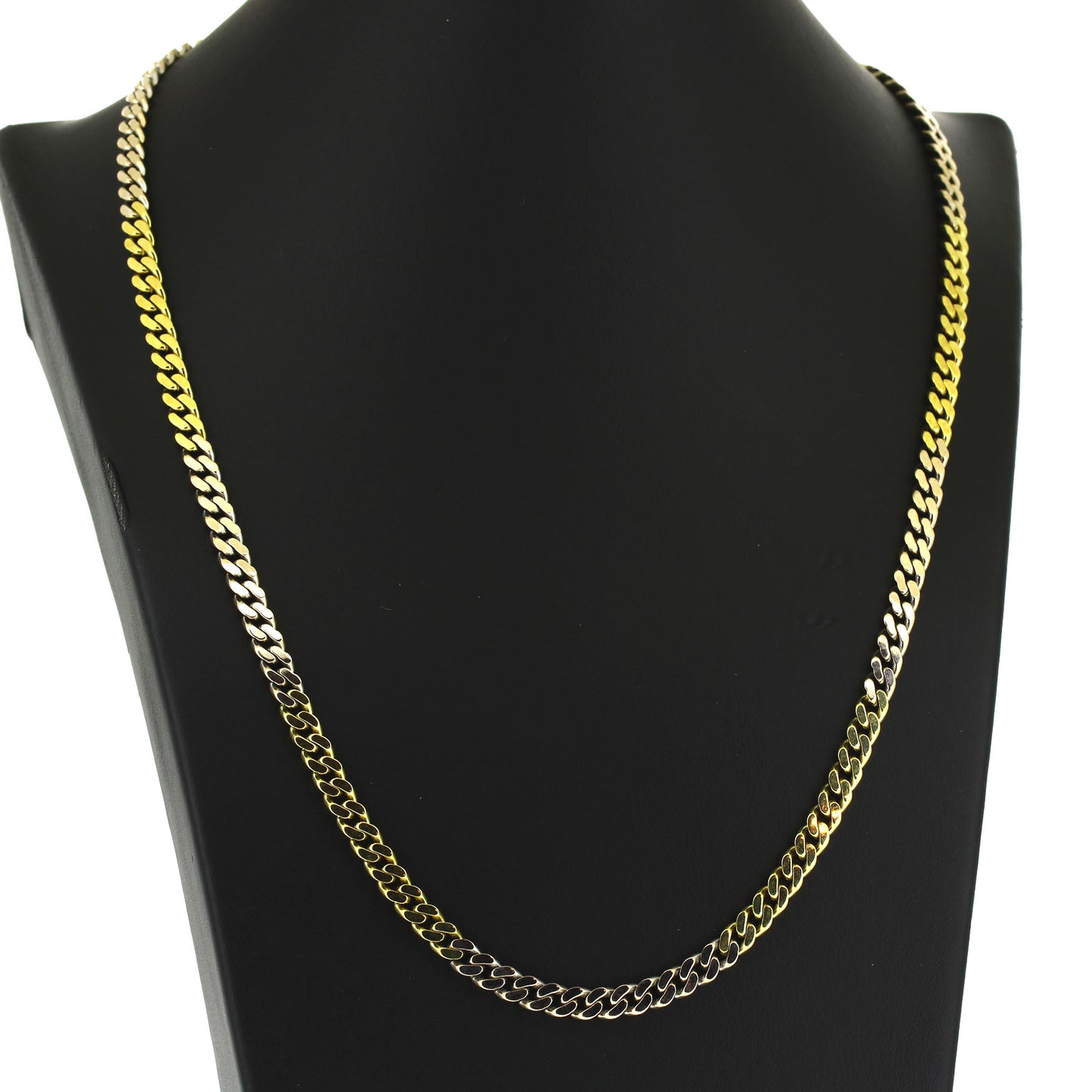Panzer Kette 333 Gold 8 kt bicolor - 51 cm lang -  Breite 5 mm