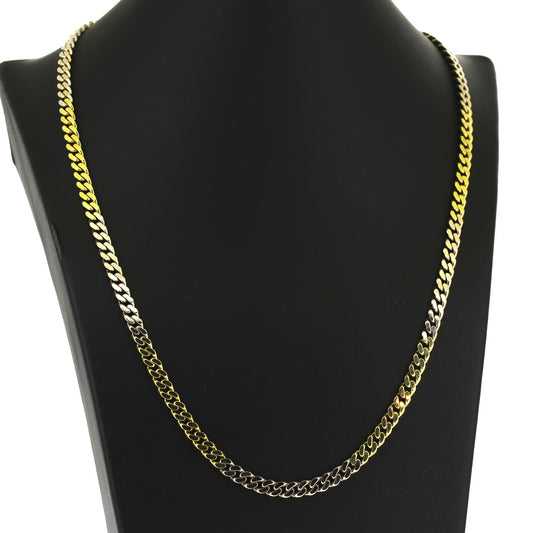 Panzer Kette 333 Gold 8 kt bicolor - 51 cm lang -  Breite 5 mm