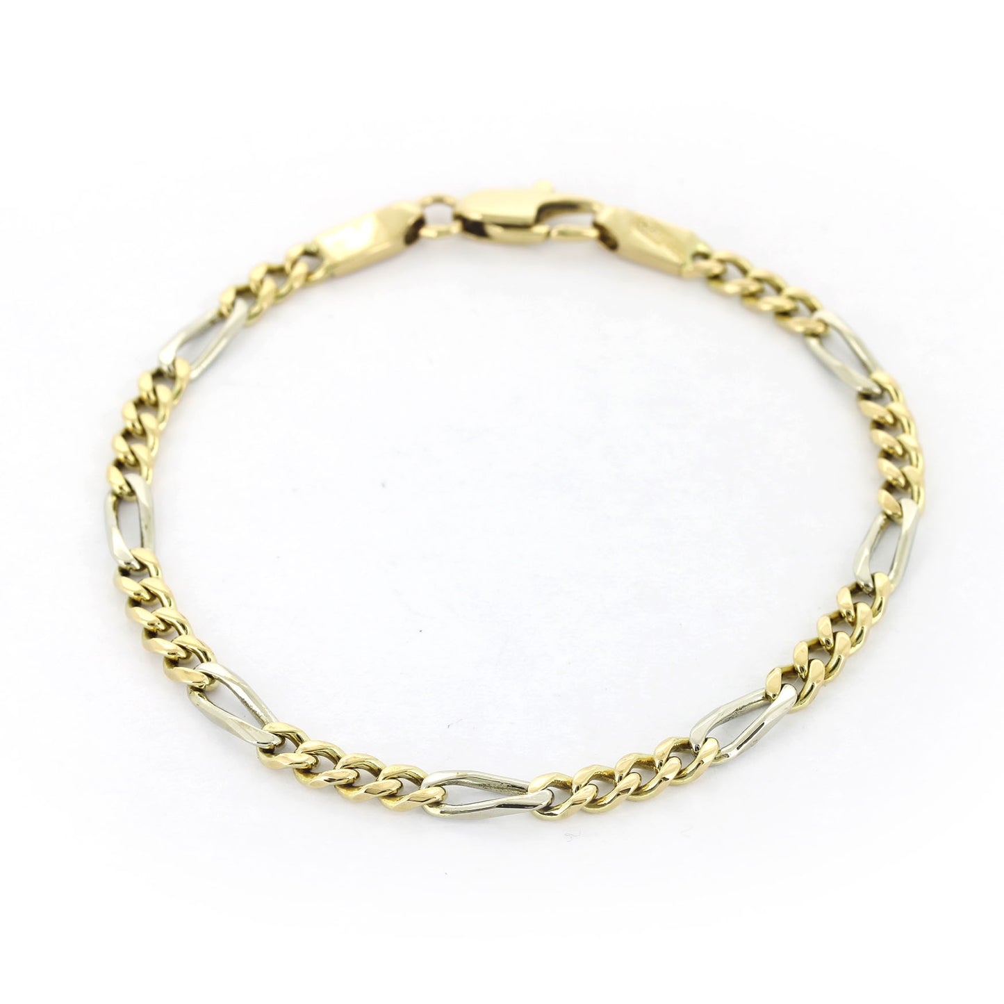 Armband Figaro 585 Gold 14 kt bicolor – 19 cm – Breite 3,8 mm - Wert 2140,-