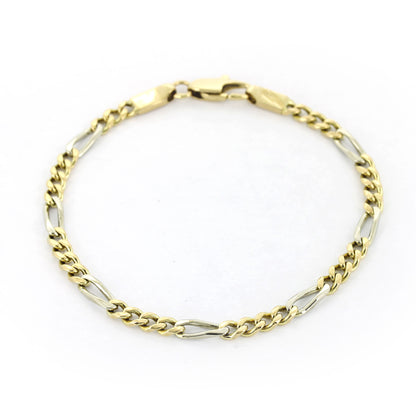 Armband Figaro 585 Gold 14 kt bicolor – 19 cm – Breite 3,8 mm - Wert 2140,-