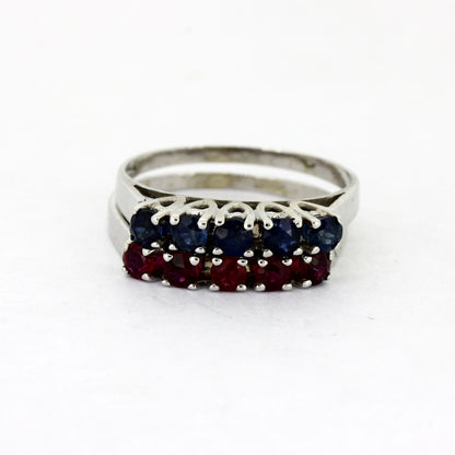 Zwei Ringe 585 Gold 14 kt Weißgold - Saphire & Rubine - Wert 540,-
