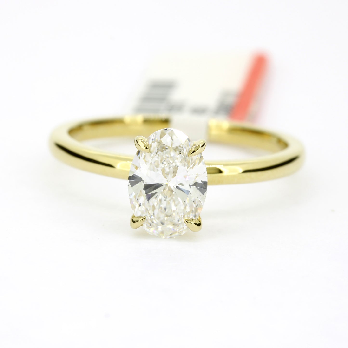 Ring 585 Gold 14 Kt Gelbgold 1 ct oval Diamant Lab Grown CVD