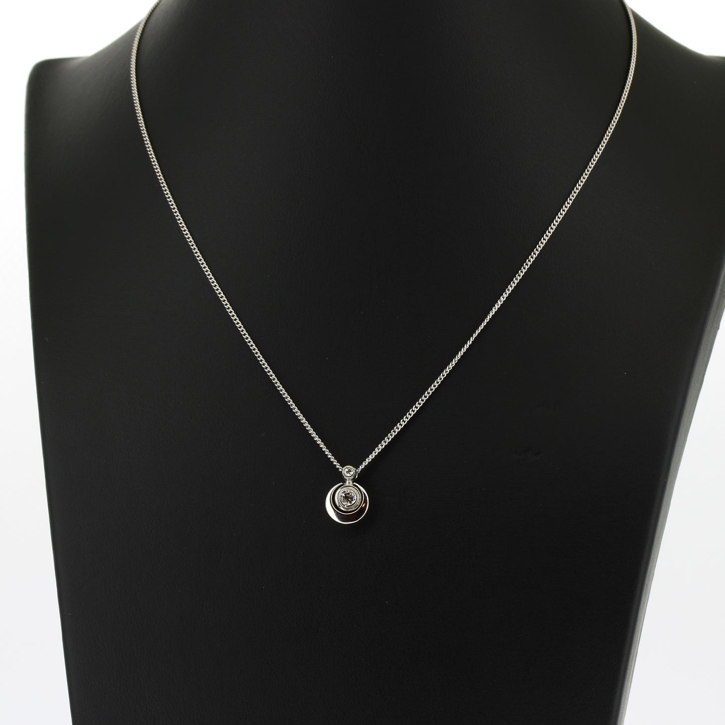 Kette Brillant Anhänger 585 Gold 14 kt Weißgold - 38 cm lang - Wert 780,-