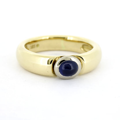 Ring 585 Gold 14 Kt bicolor massiv - Saphir Cabochon - Wert 2700,-