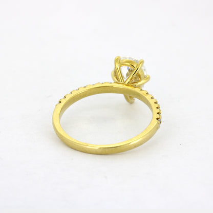 Ring 585 Gold 14 kt Gold - 1,50 ct Diamant tropfen VVS - CVD Labor Diamant