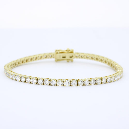 Tennisarmband 585 Gold 14 Kt Gelbgold - Brillanten 5,80 ct CVD Labordiamanten