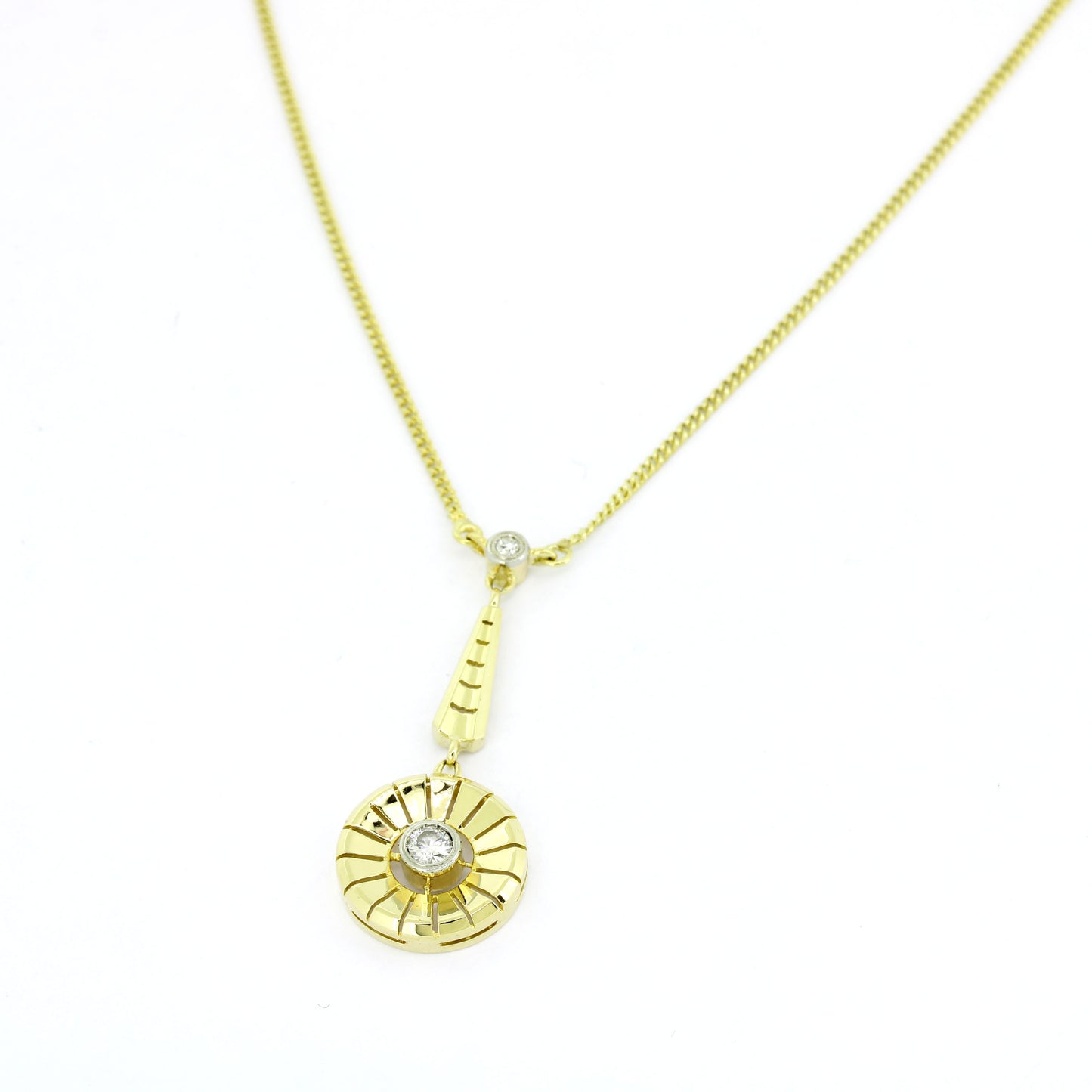 Collier 585 Gelbgold 14 Kt - Brillant ca. 0,12 ct - 44 cm - Wert 980,-