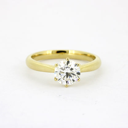 Solitär Ring 585 Gold 14 kt Gelbgold - IGI 1,05 ct Brillant VVS1 - CVD