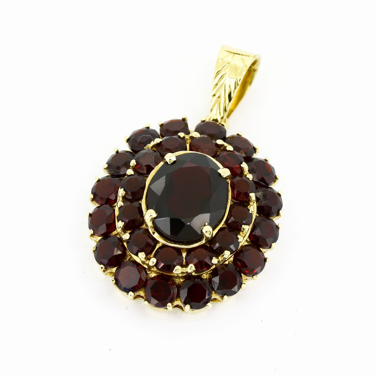 Anhänger 585 Gold 14 Kt Gelbgold - Granat - 6,4 g