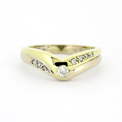 Ring 585 Gold 14 kt bicolor - 0,12 ct Brillanten W/SI - Wert 750,-