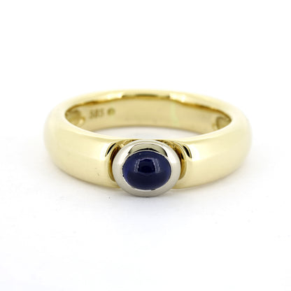Ring 585 Gold 14 Kt bicolor massiv - Saphir Cabochon - Wert 2700,-