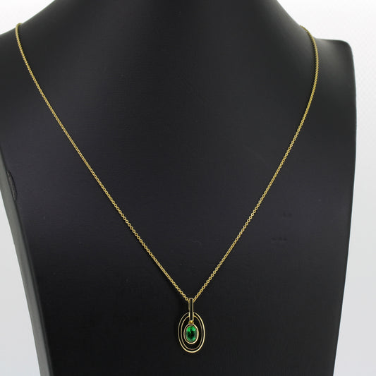 Kette 585 Gold Anhänger Smaragd 14 Karat Gelbgold 50 cm