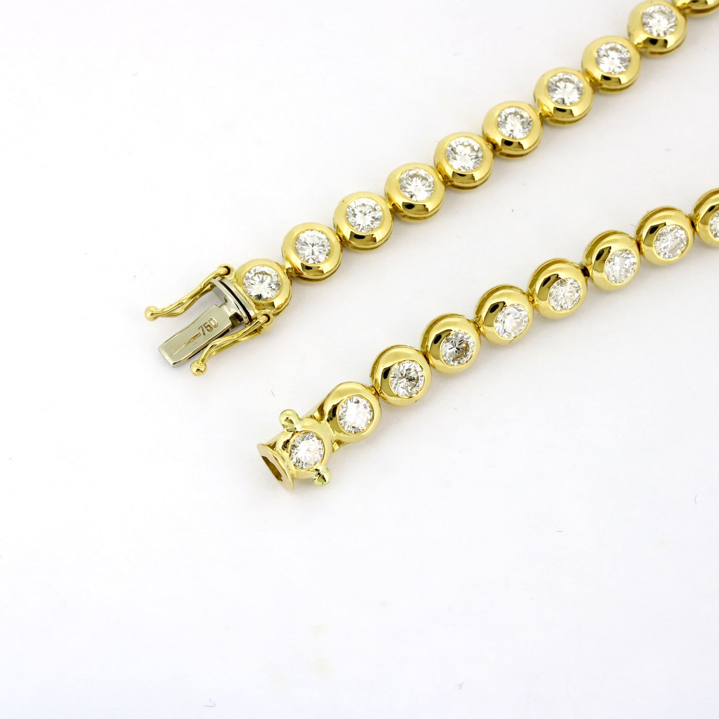 Tennis Armband 750 Gold 18 kt Gelbgold - Brillanten 4,50 ct W/SI - Wert 12400,-