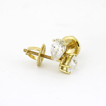 Ohrringe Stecker 585 Gold 14 kt - tropfen Diamant ca. 1,0 ct - Pear cut