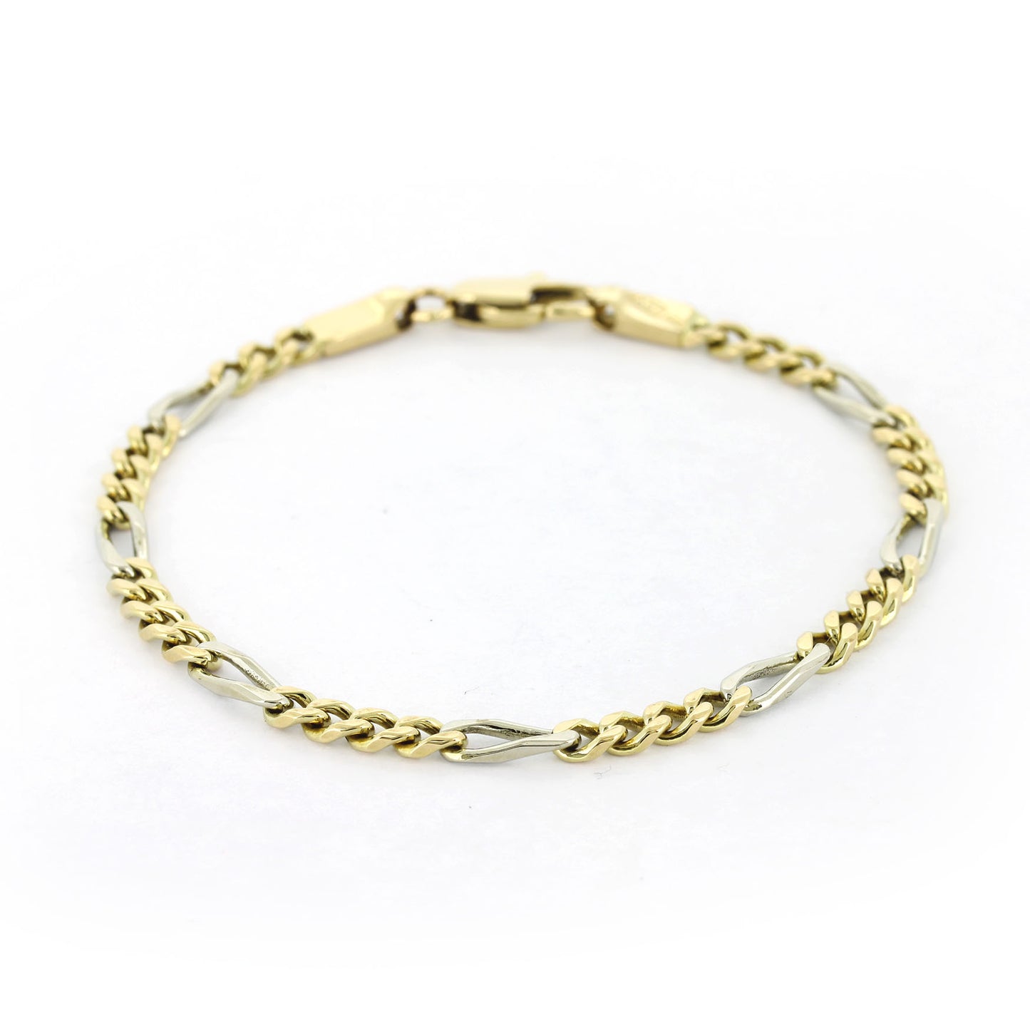 Armband Figaro 585 Gold 14 kt bicolor – 19 cm – Breite 3,8 mm - Wert 2140,-