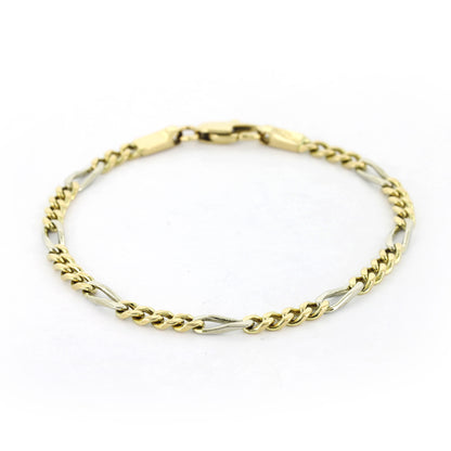 Armband Figaro 585 Gold 14 kt bicolor – 19 cm – Breite 3,8 mm - Wert 2140,-