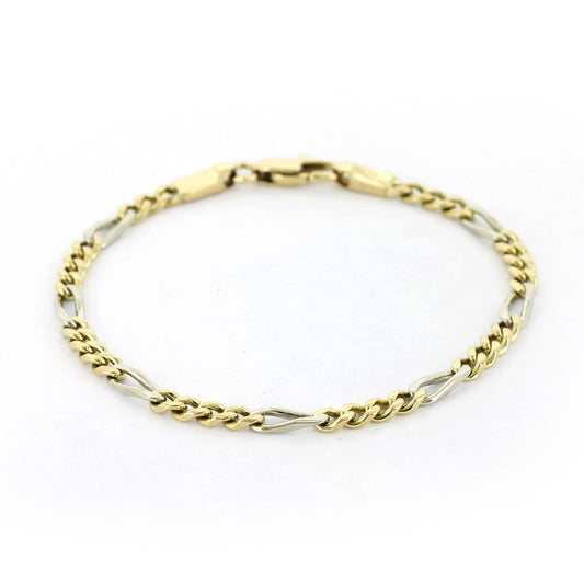 Armband Figaro 585 Gold 14 kt bicolor – 19 cm – Breite 3,8 mm - Wert 2140,-