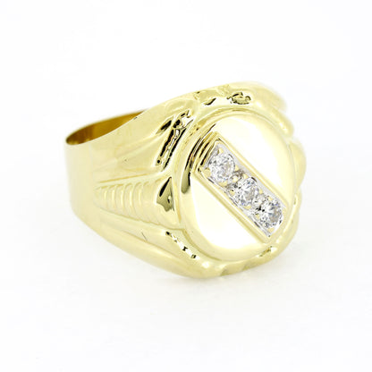 Siegelring 585 Gold - 14 Kt Gelbgold - Zirkonia - Wert 840,-