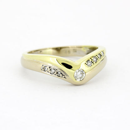 Ring 585 Gold 14 kt bicolor - 0,12 ct Brillanten W/SI - Wert 750,-