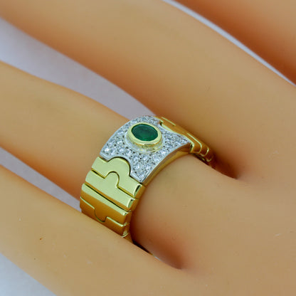 Ring 750 Gold 18 Karat Bicolor Smaragd, Diamanten 0,30 ct - Wert 4600,-