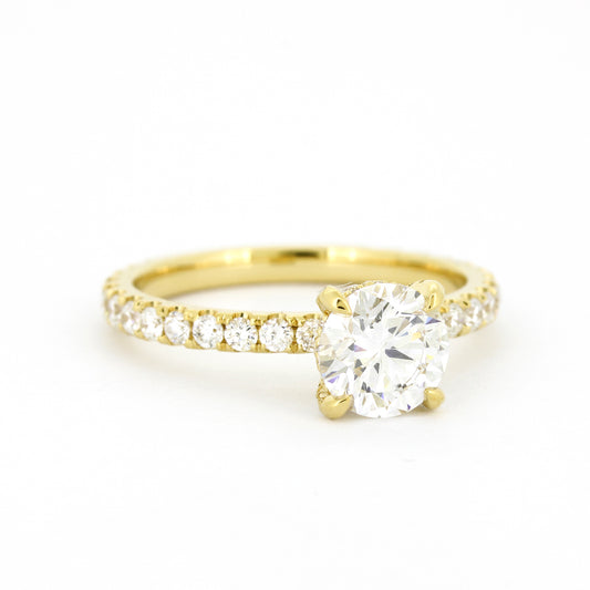 Solitär Verlobungsring 585 Gold 14 kt Gelbgold- IGI 1,03 ct Brillant VS2 - CVD Labor Diamant