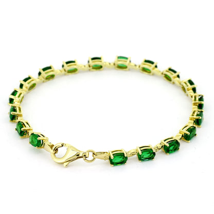 Armband 585 Gold 14 kt - 19,5 cm lang - Grüne Zirkonia - Wert 1500,-