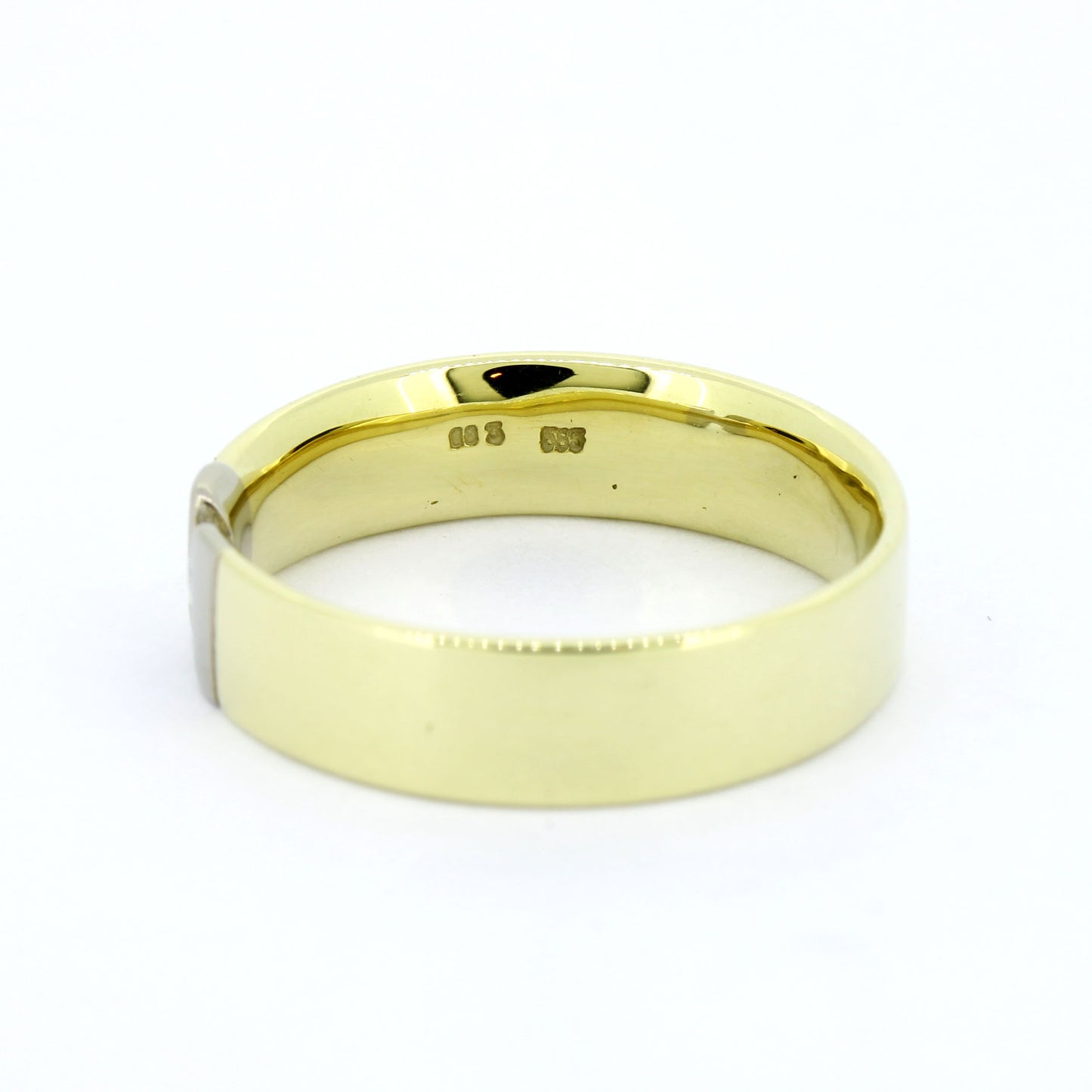 585 Gold Ring Gold Bicolor Brillant 0,03 ct W/SI Gr. 54 massiv- Wert 1100,-