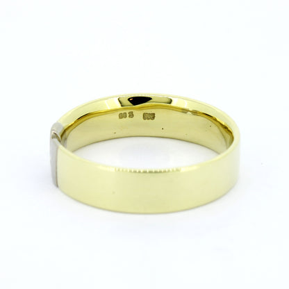 585 Gold Ring Gold Bicolor Brillant 0,03 ct W/SI Gr. 54 massiv- Wert 1100,-